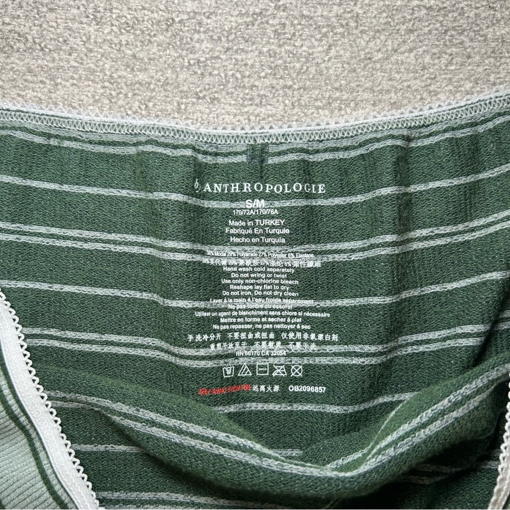 By Anthropologie Seamless Cami and Shorts Matching Set Green Stripe Size S/M - Picture 7 of 13